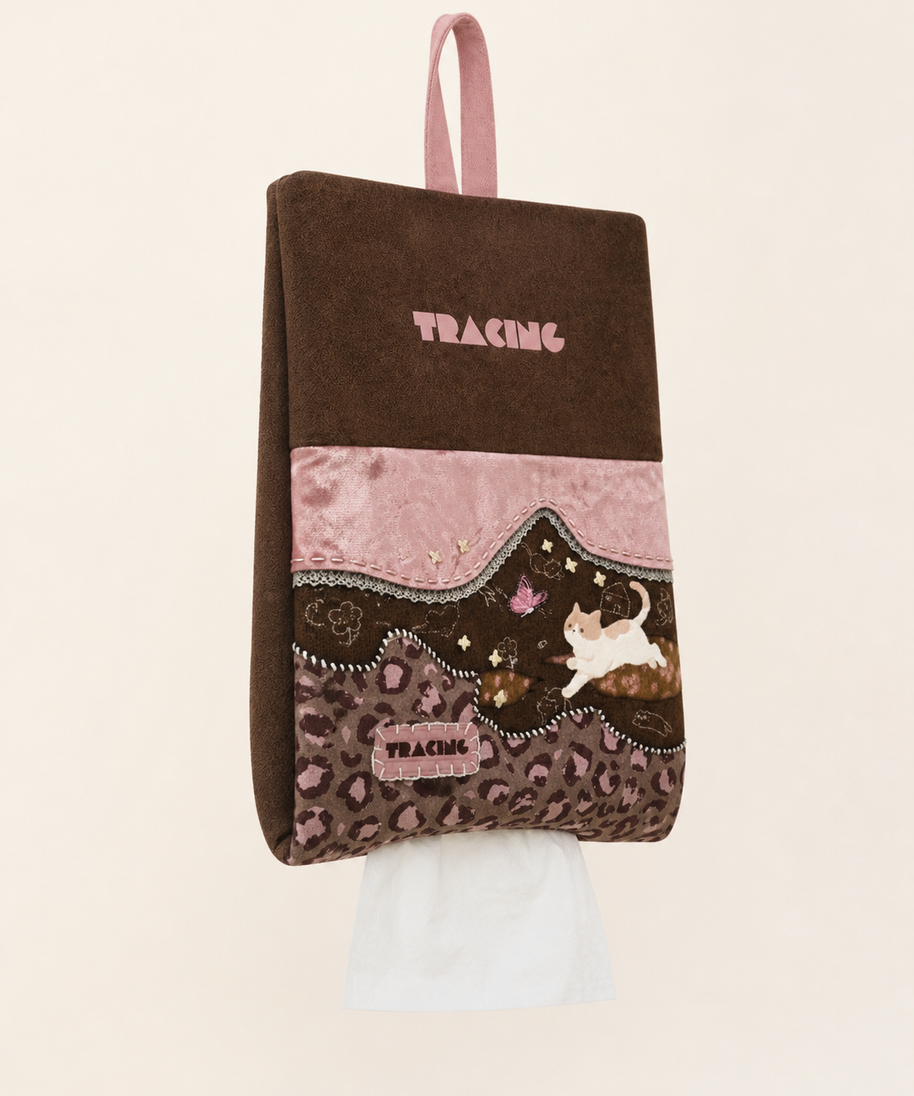 Cocoa Kitten Hanging Tissue Cover — back view