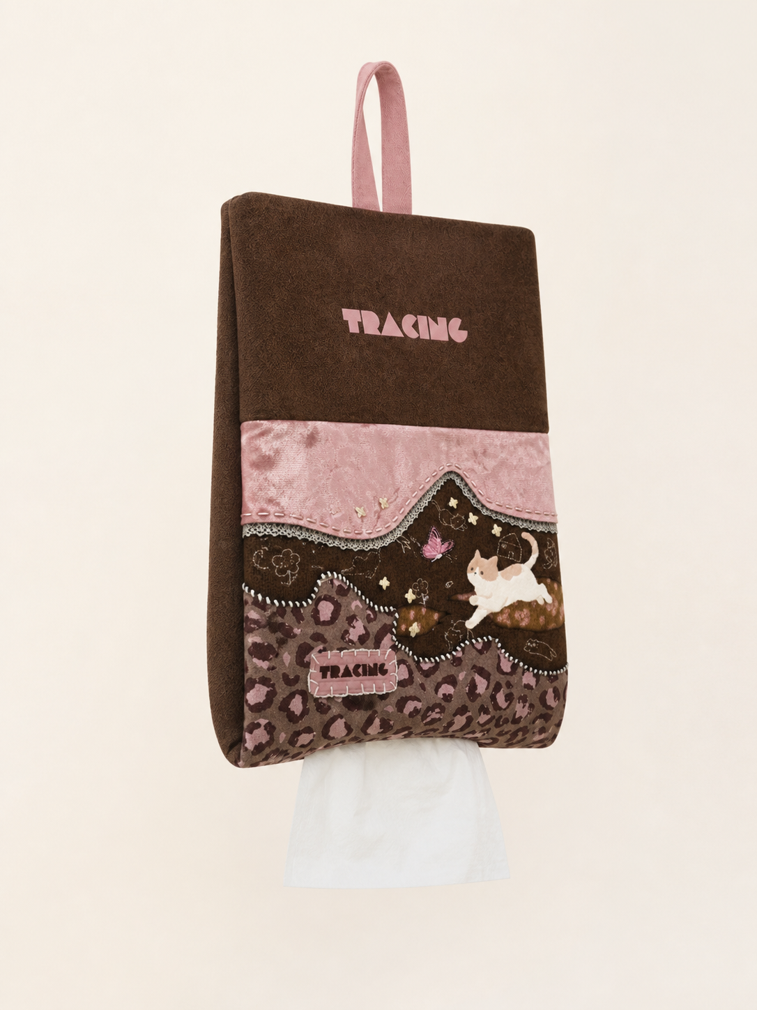 Cocoa Kitten Hanging Tissue Cover — back view