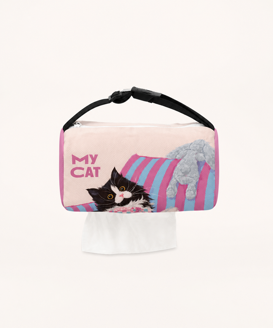 Cow Cat and Bunny Car Tissue Holder — front view