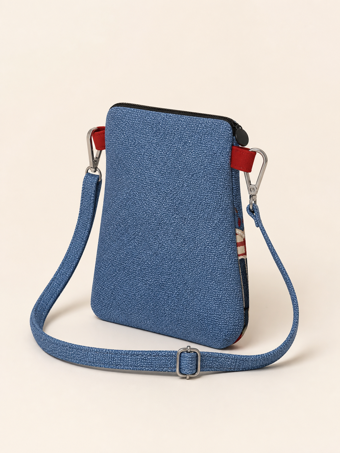 Denim Apple Dog Canvas Phone Bag — back view