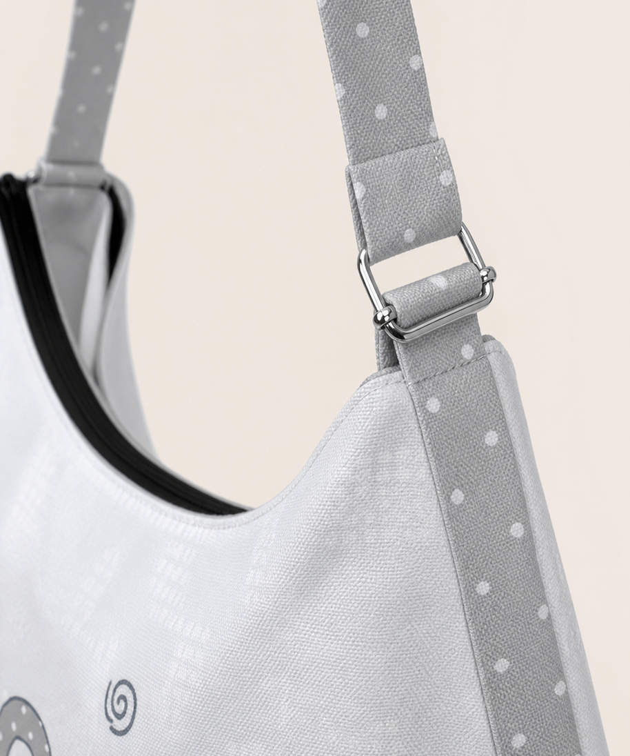 Dot Bunny Canvas Crossbody Bag — strap detail
