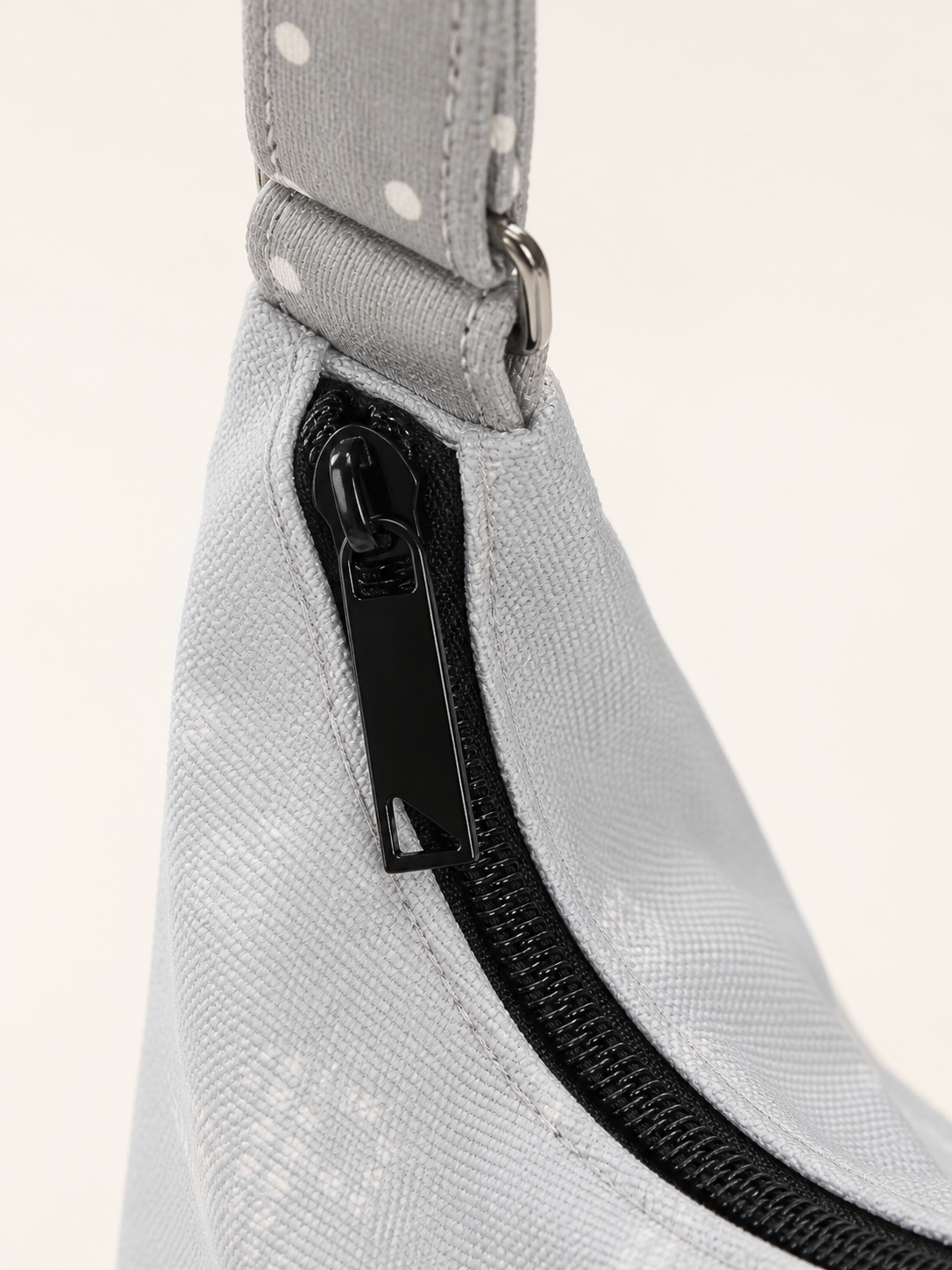 Dot Bunny Canvas Crossbody Bag — zipper detail
