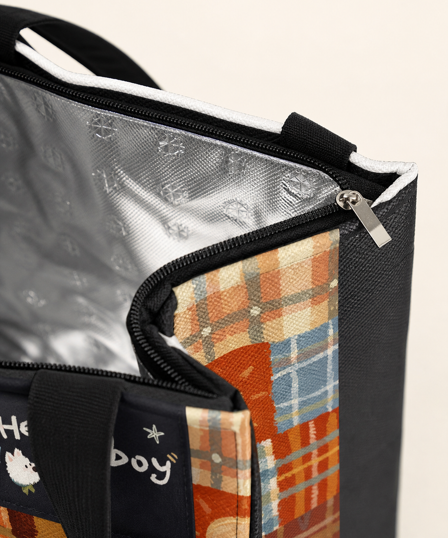 Explorer Puppy Insulated Lunch Bag — zipper detail