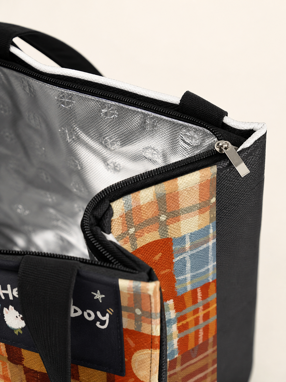 Explorer Puppy Insulated Lunch Bag — zipper detail