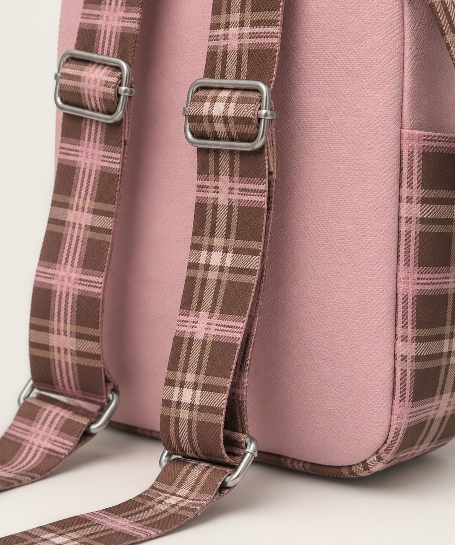 Feast Cat Canvas Backpack — strap and hardware detail