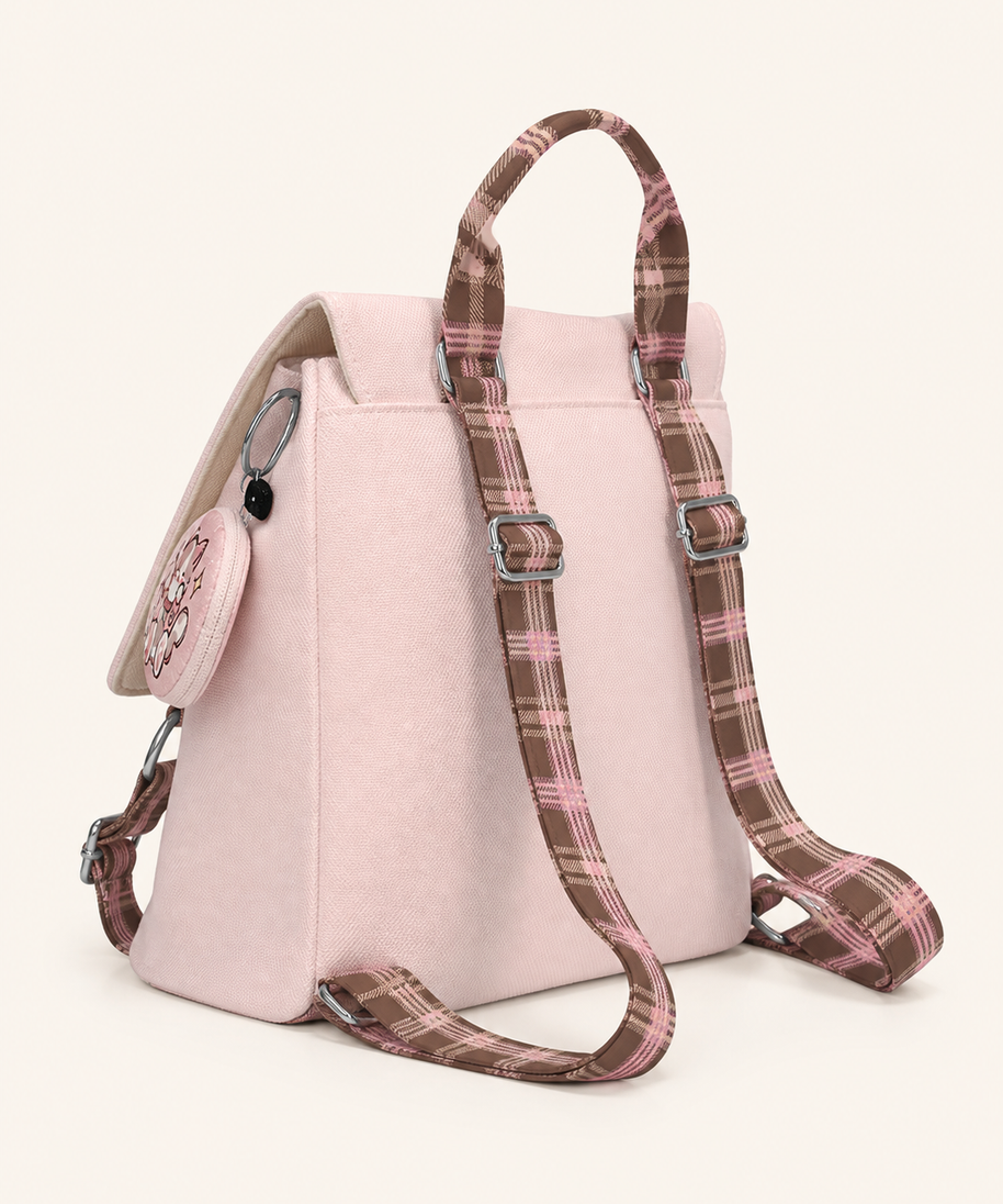 Feast Cat Canvas Flap Backpack — back view