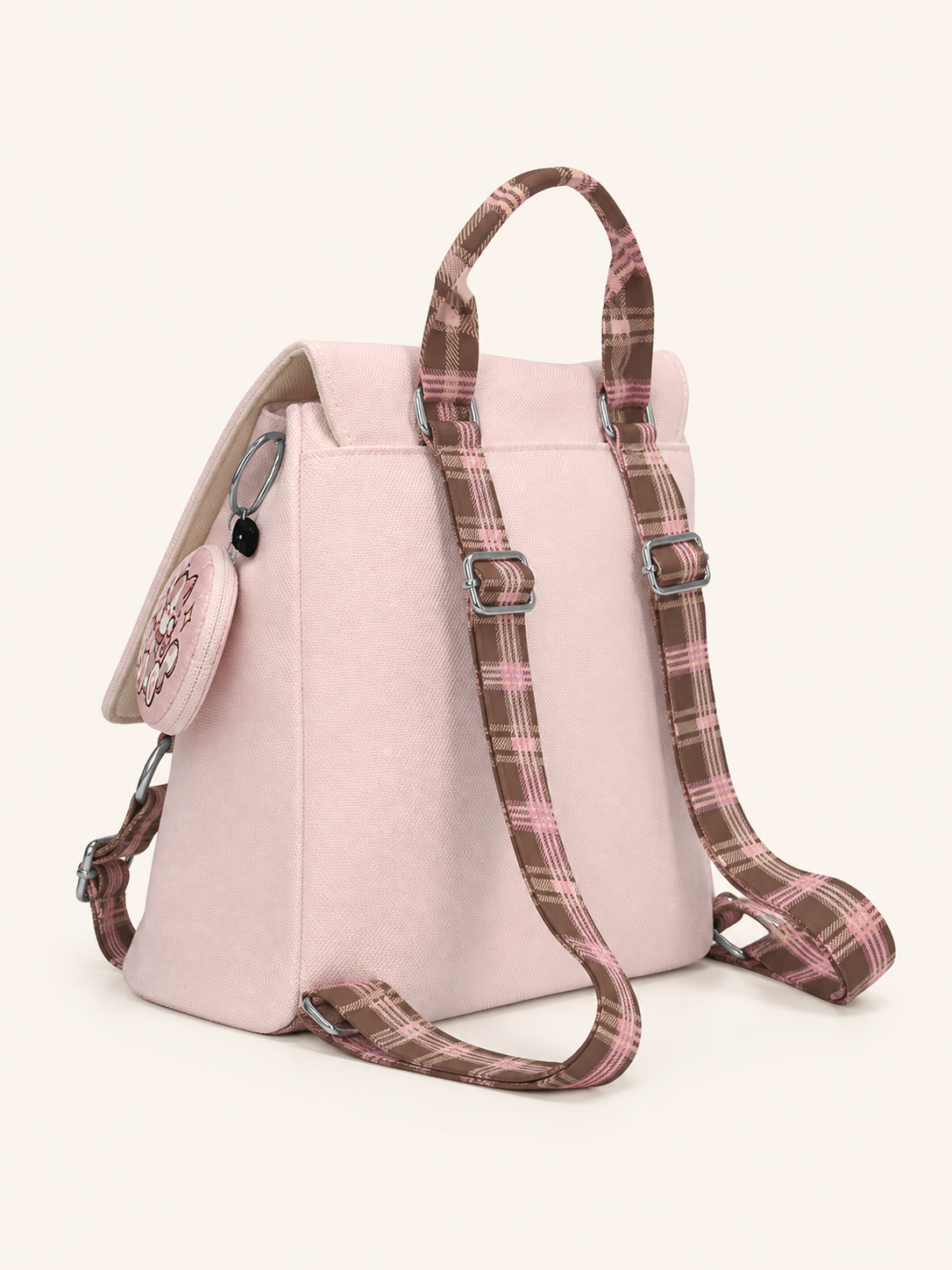 Feast Cat Canvas Flap Backpack — back view