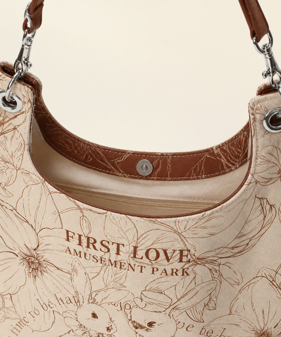 First Love Garden Canvas Shoulder Bag — opening detail