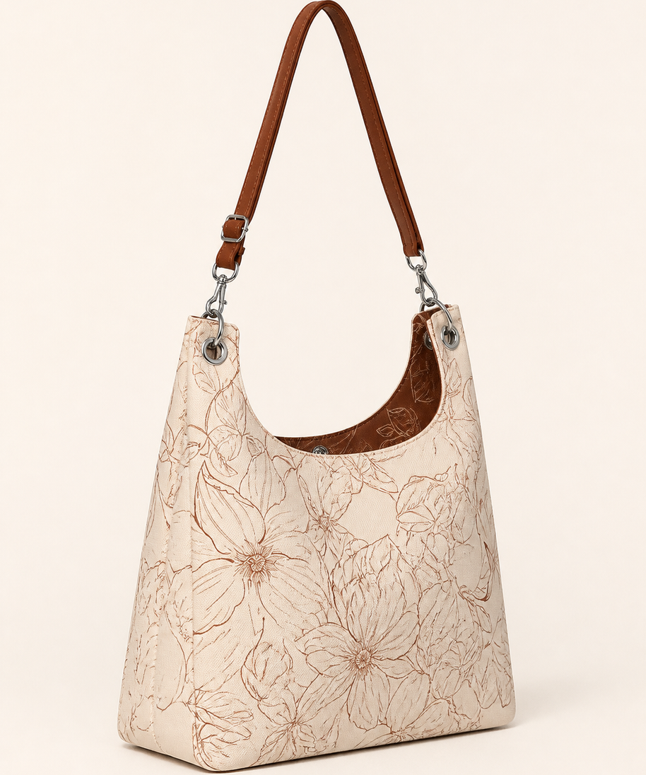 First Love Garden Canvas Shoulder Bag — back detail