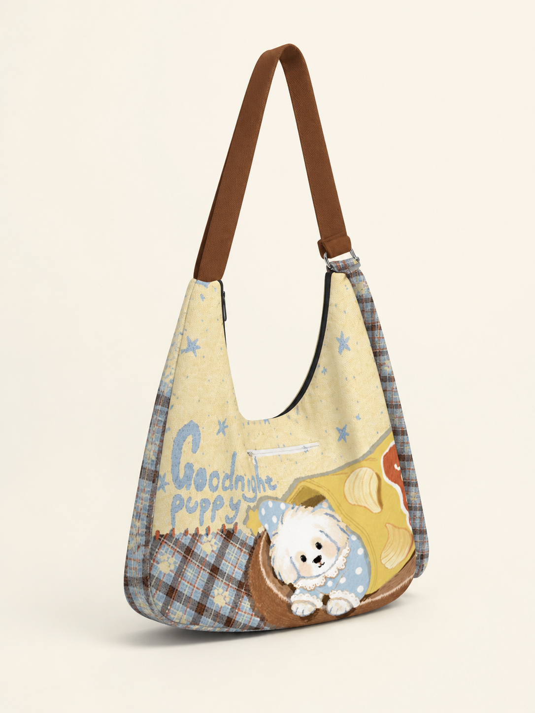 Goodnight Puppy Canvas Crossbody Bag — back view