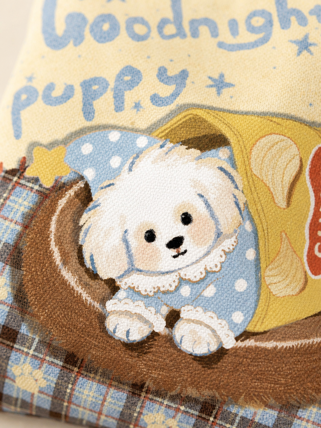 Goodnight Puppy Canvas Phone Bag — artwork detail