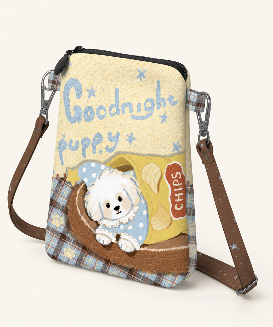 Goodnight Puppy Canvas Phone Bag — back view