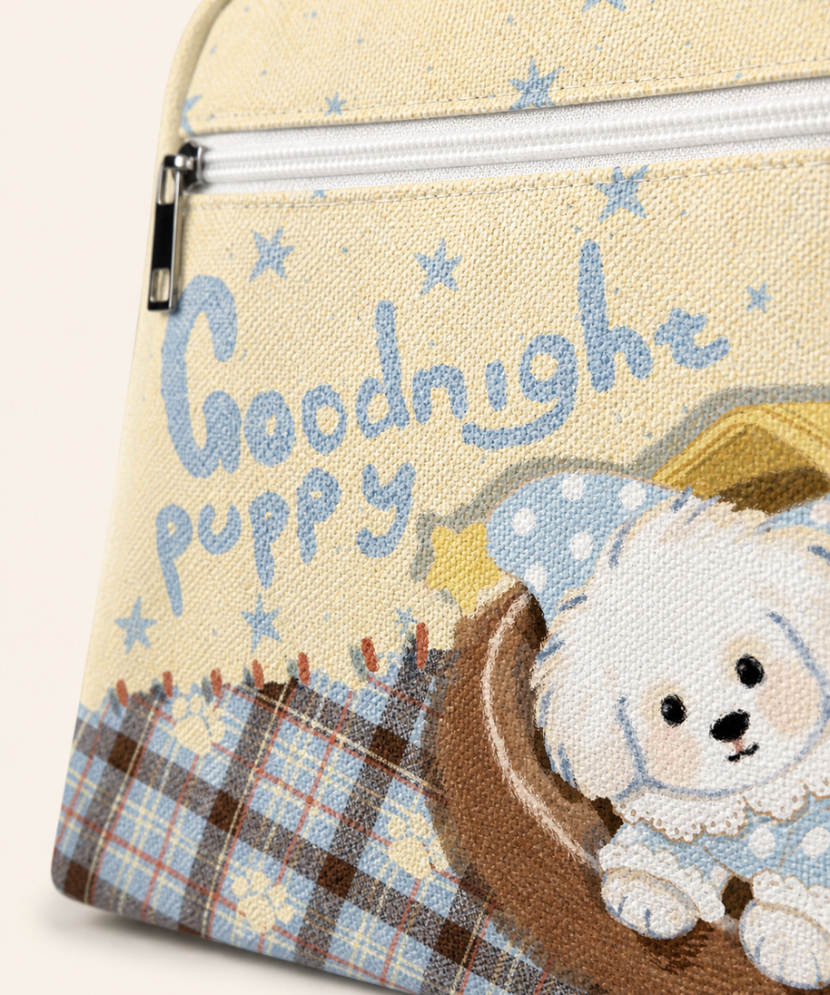 Goodnight Puppy Insulated Lunch Bag — artwork detail