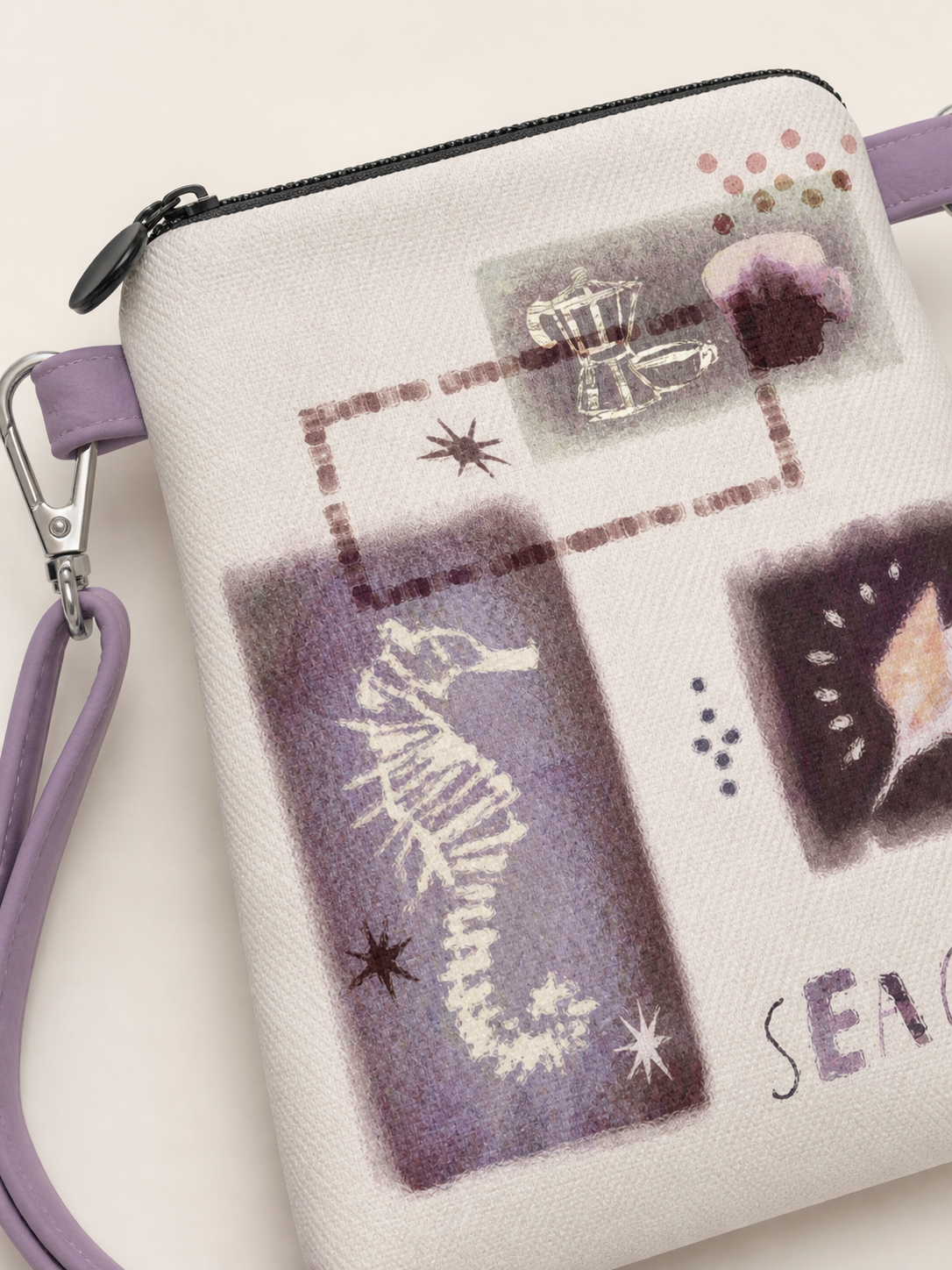 Island Coffee Canvas Phone Bag — canvas print detail