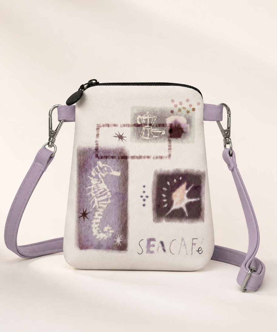 Island Coffee Canvas Phone Bag — zipper and hardware detail