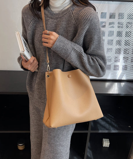 Léonore Vegan Leather Crossbody Bucket Bag