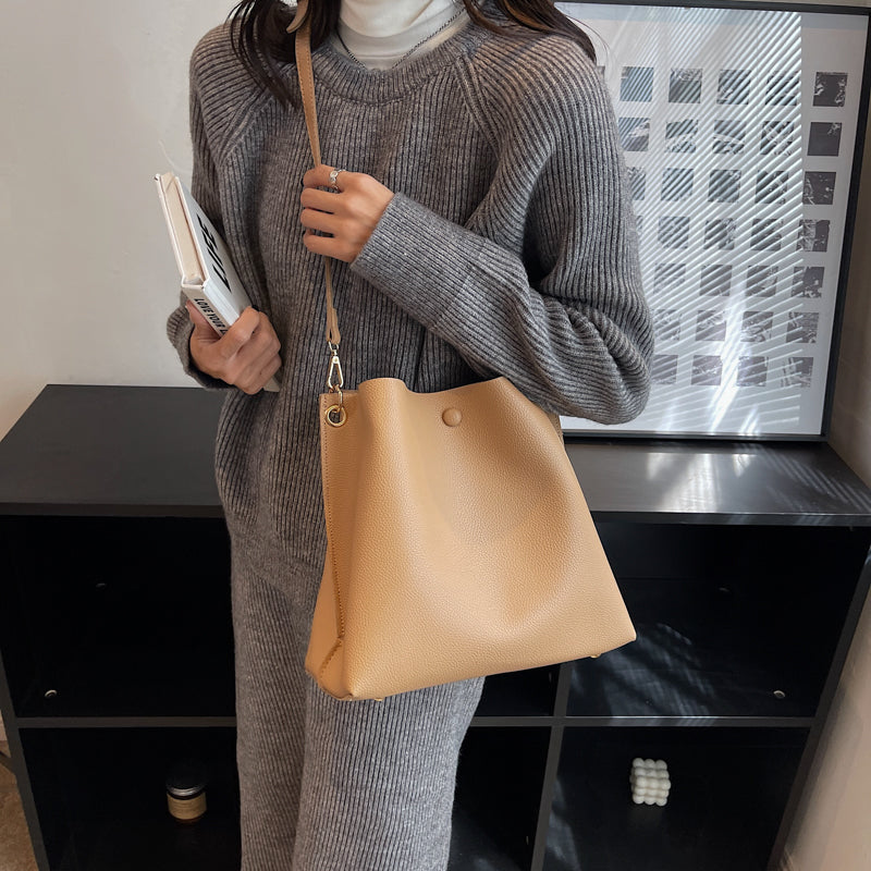 Léonore Vegan Leather Crossbody Bucket Bag