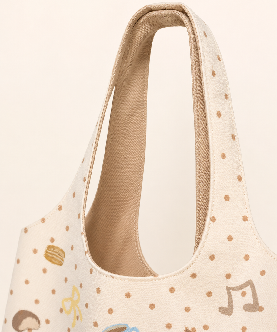 Latte Friends Canvas Shoulder Bag — handle detail