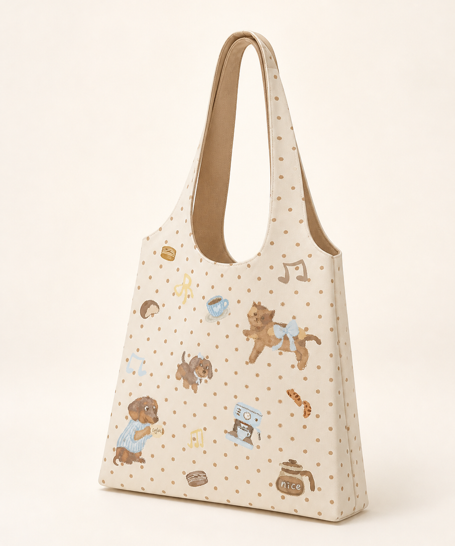 Latte Friends Canvas Shoulder Bag — back view