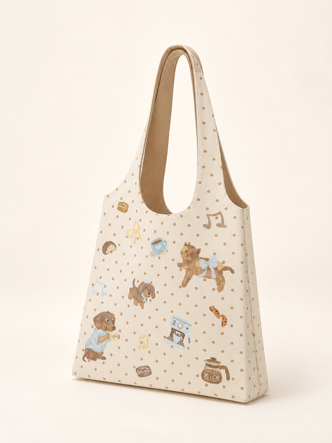 Latte Friends Canvas Shoulder Bag — back view