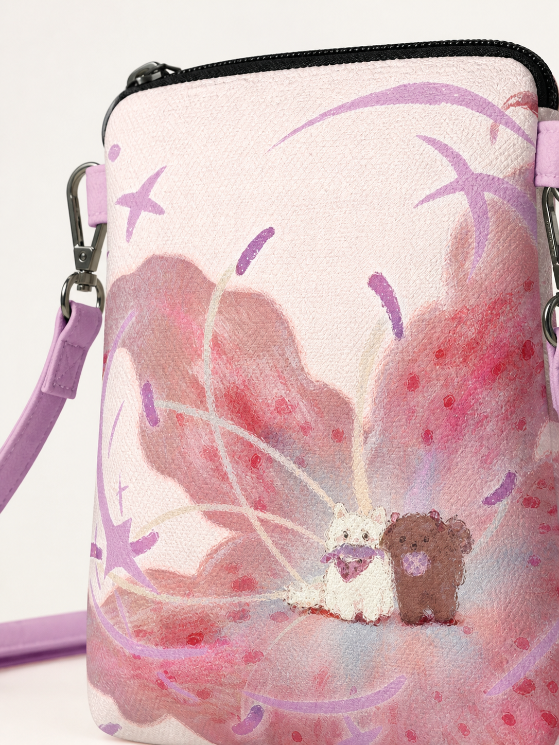 Lily Friends Canvas Phone Bag — strap detail