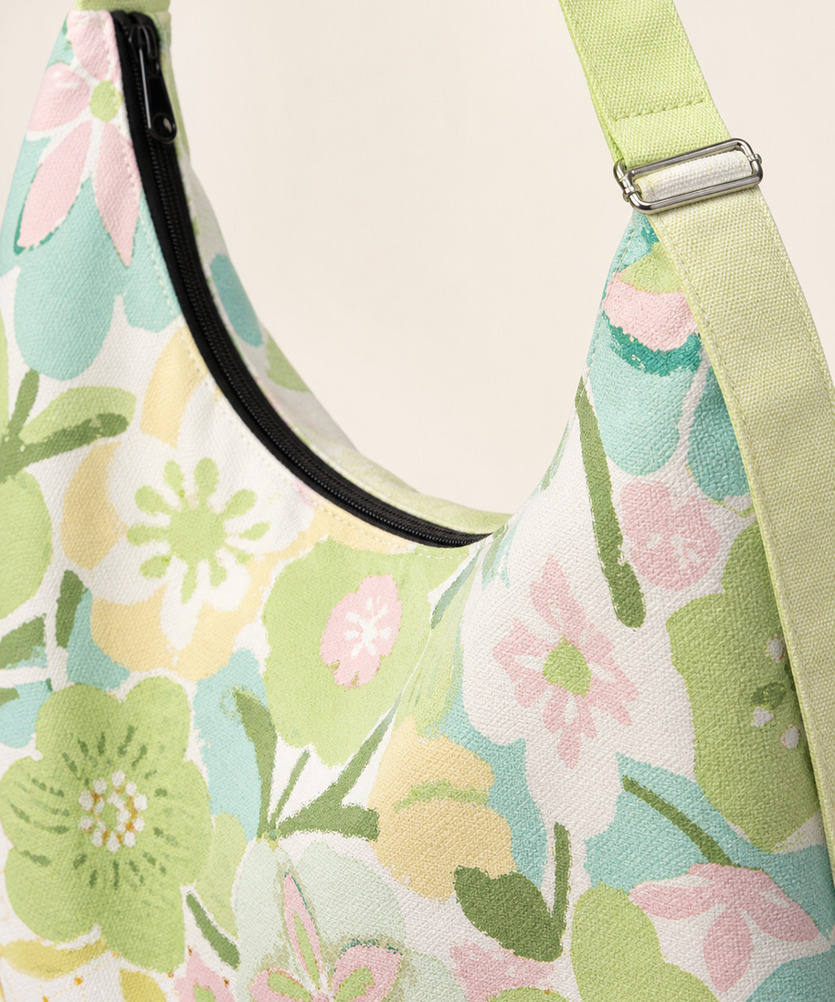 Lime Blossom Canvas Crossbody Bag — artwork detail