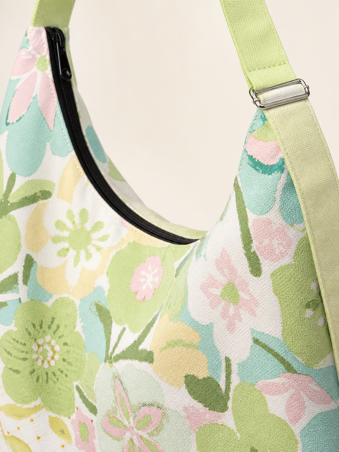 Lime Blossom Canvas Crossbody Bag — artwork detail