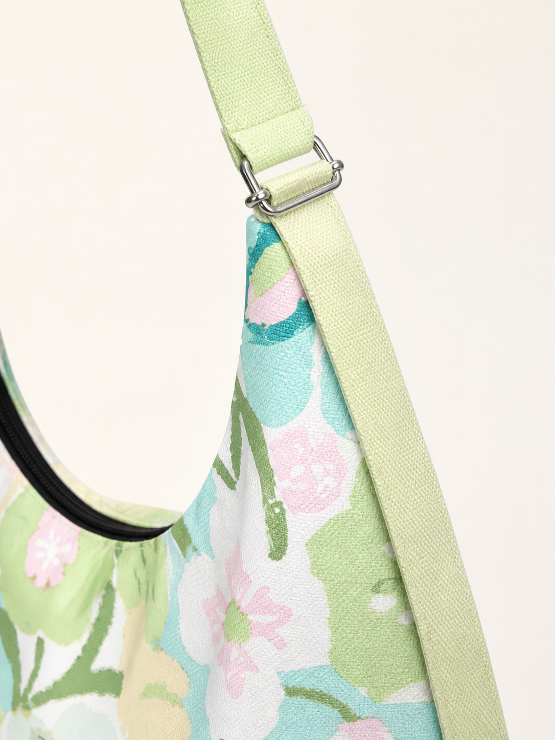 Lime Blossom Canvas Crossbody Bag — strap detail