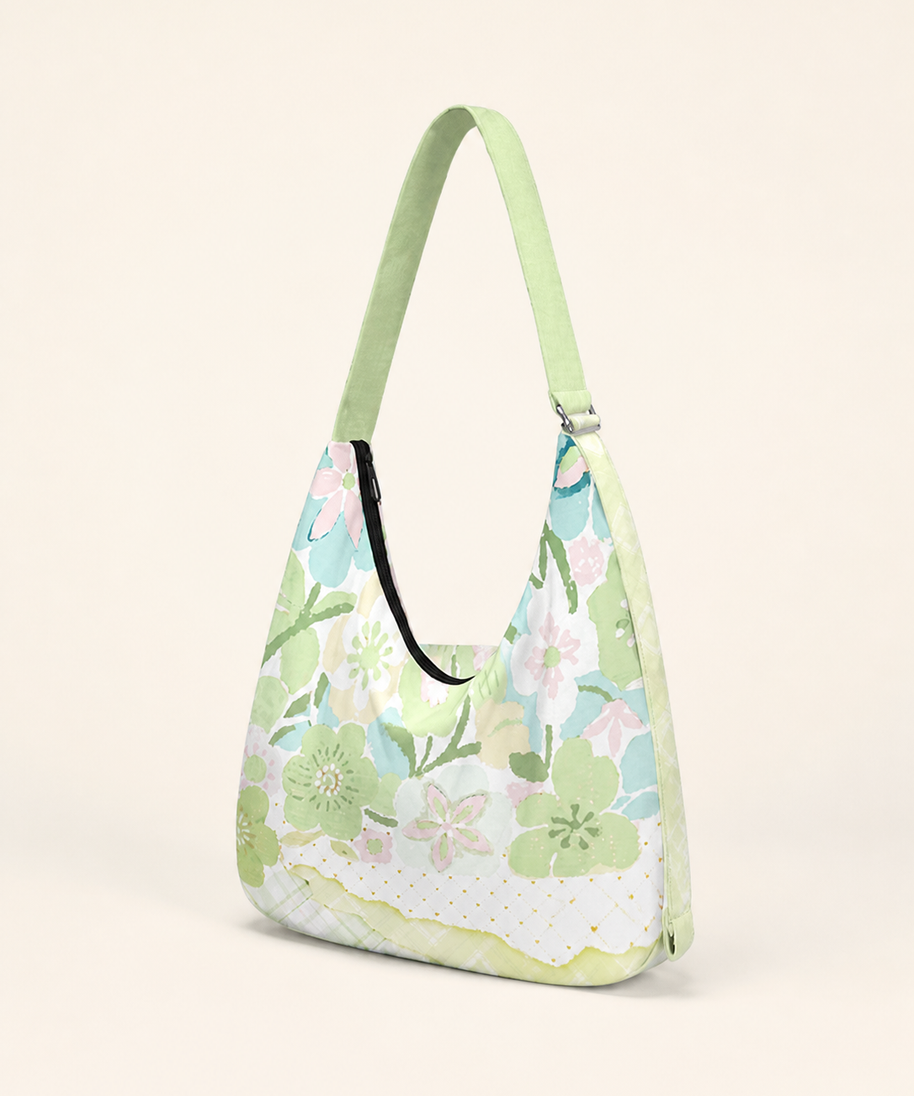 Lime Blossom Canvas Crossbody Bag — back view