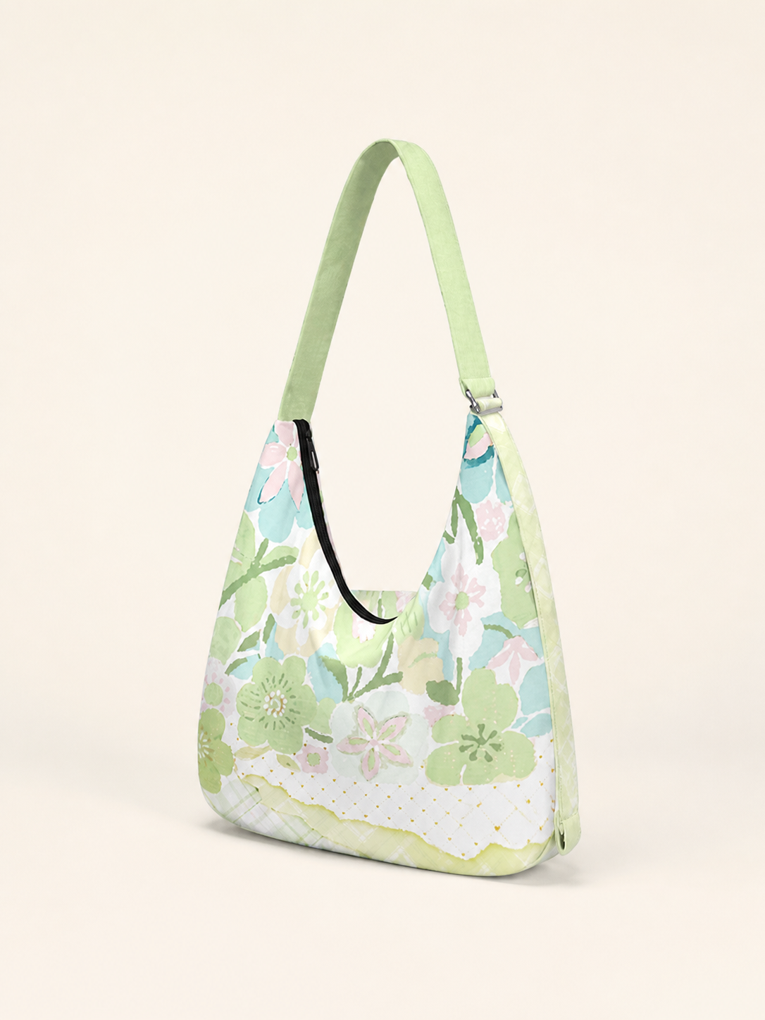 Lime Blossom Canvas Crossbody Bag — back view