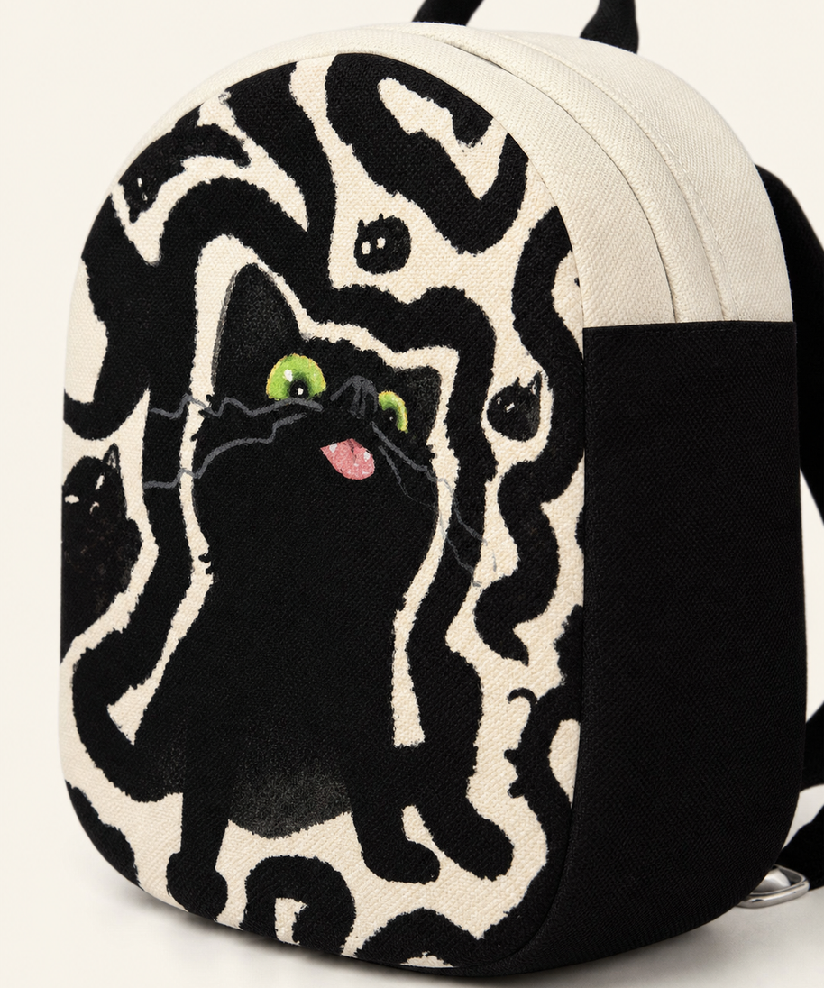 Little Black Canvas Backpack — artwork detail