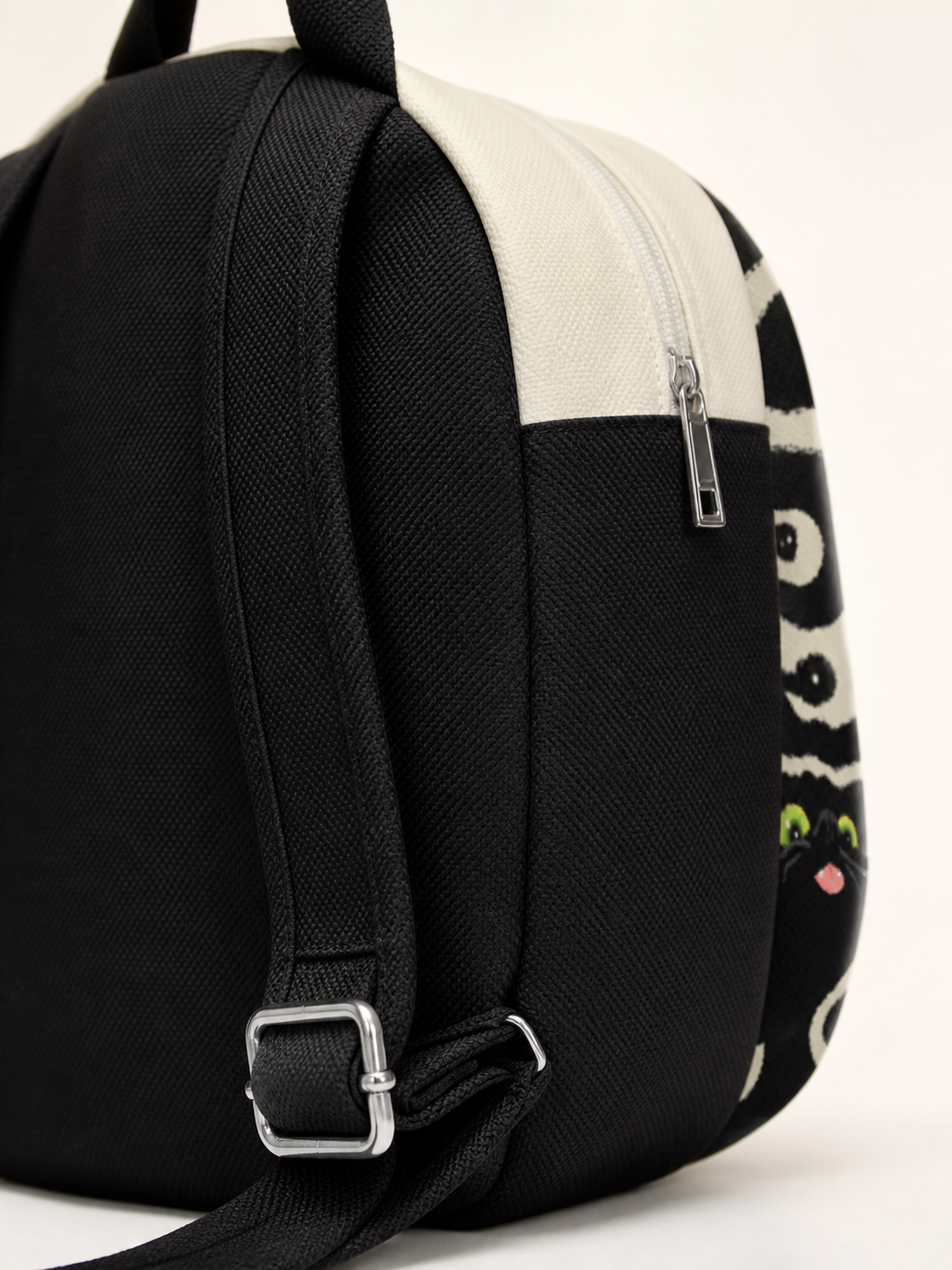 Little Black Canvas Backpack — strap detail