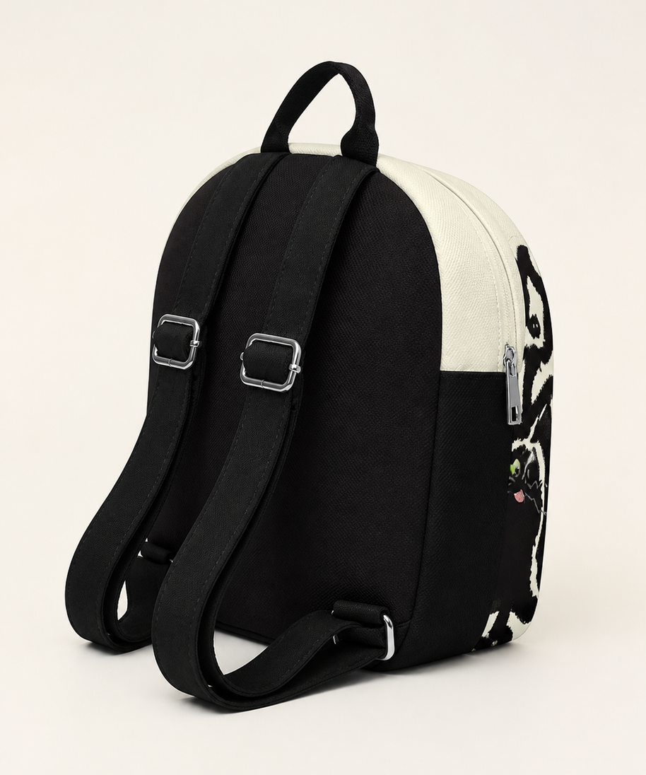 Little Black Canvas Backpack — back view