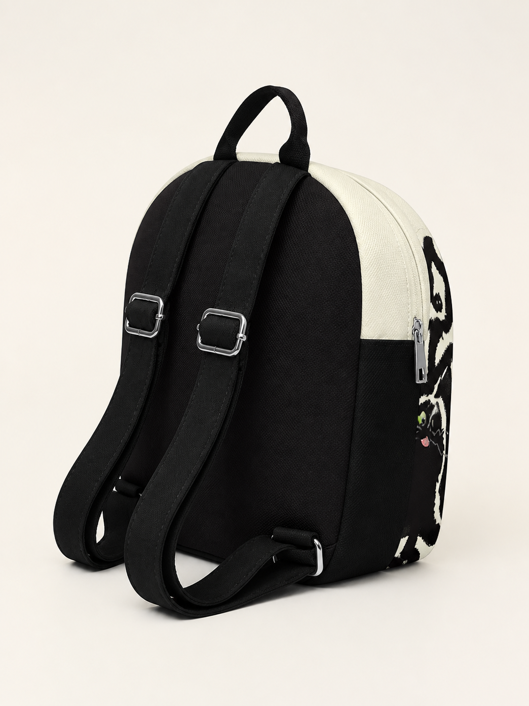 Little Black Canvas Backpack — back view