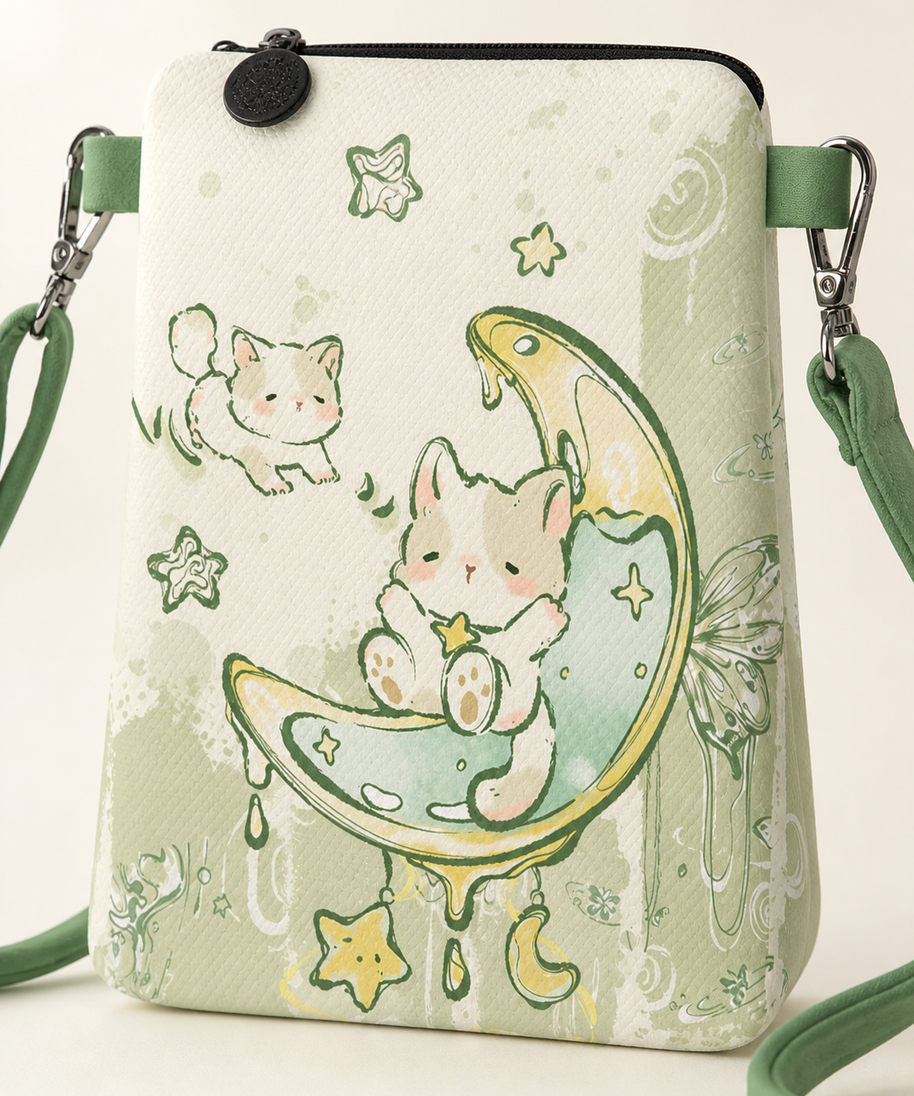 Lucky Cat Canvas Phone Bag — artwork detail