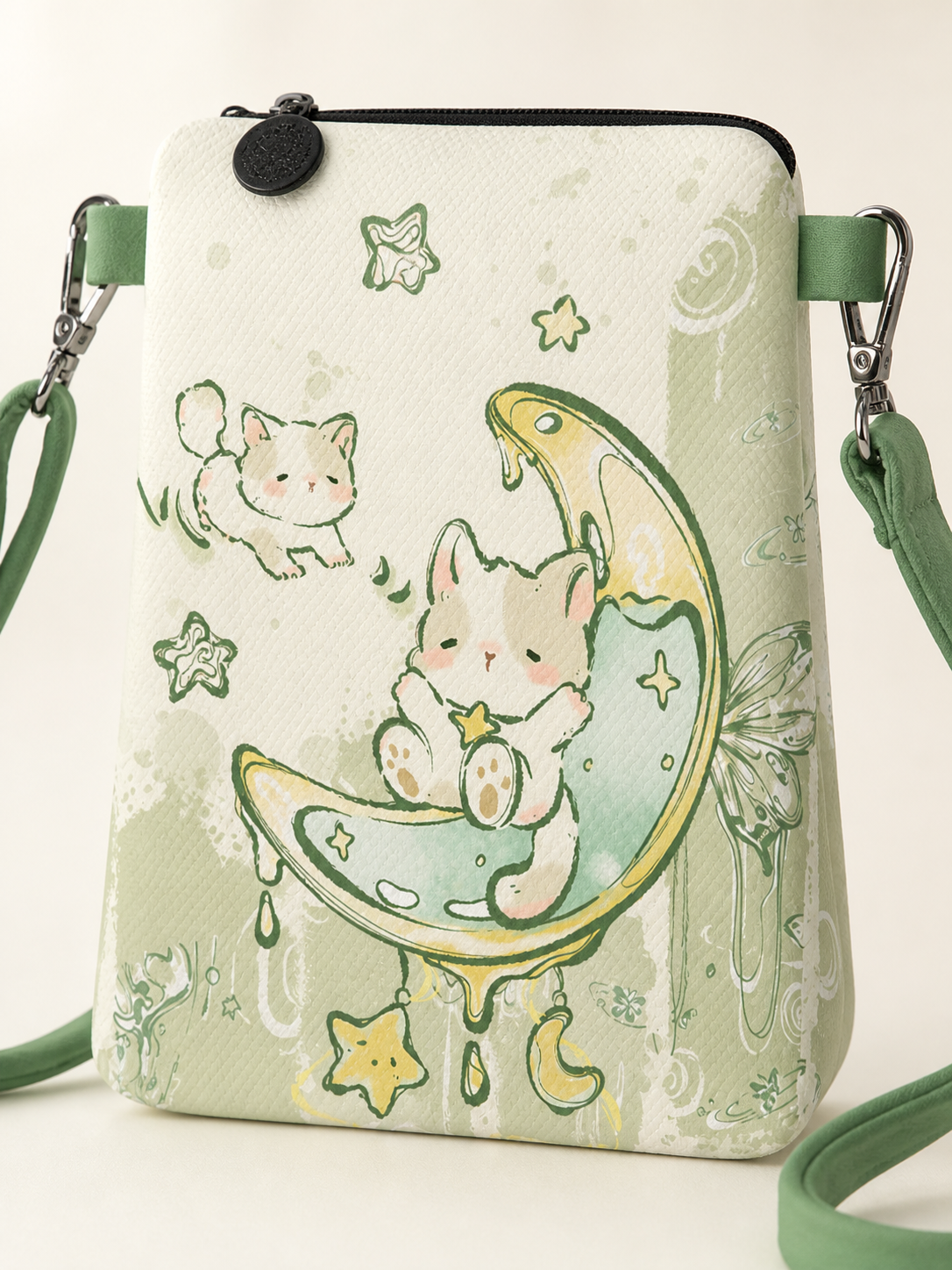 Lucky Cat Canvas Phone Bag — artwork detail
