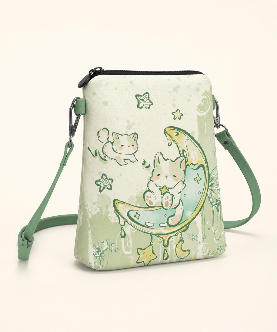 Lucky Cat Canvas Phone Bag — back view