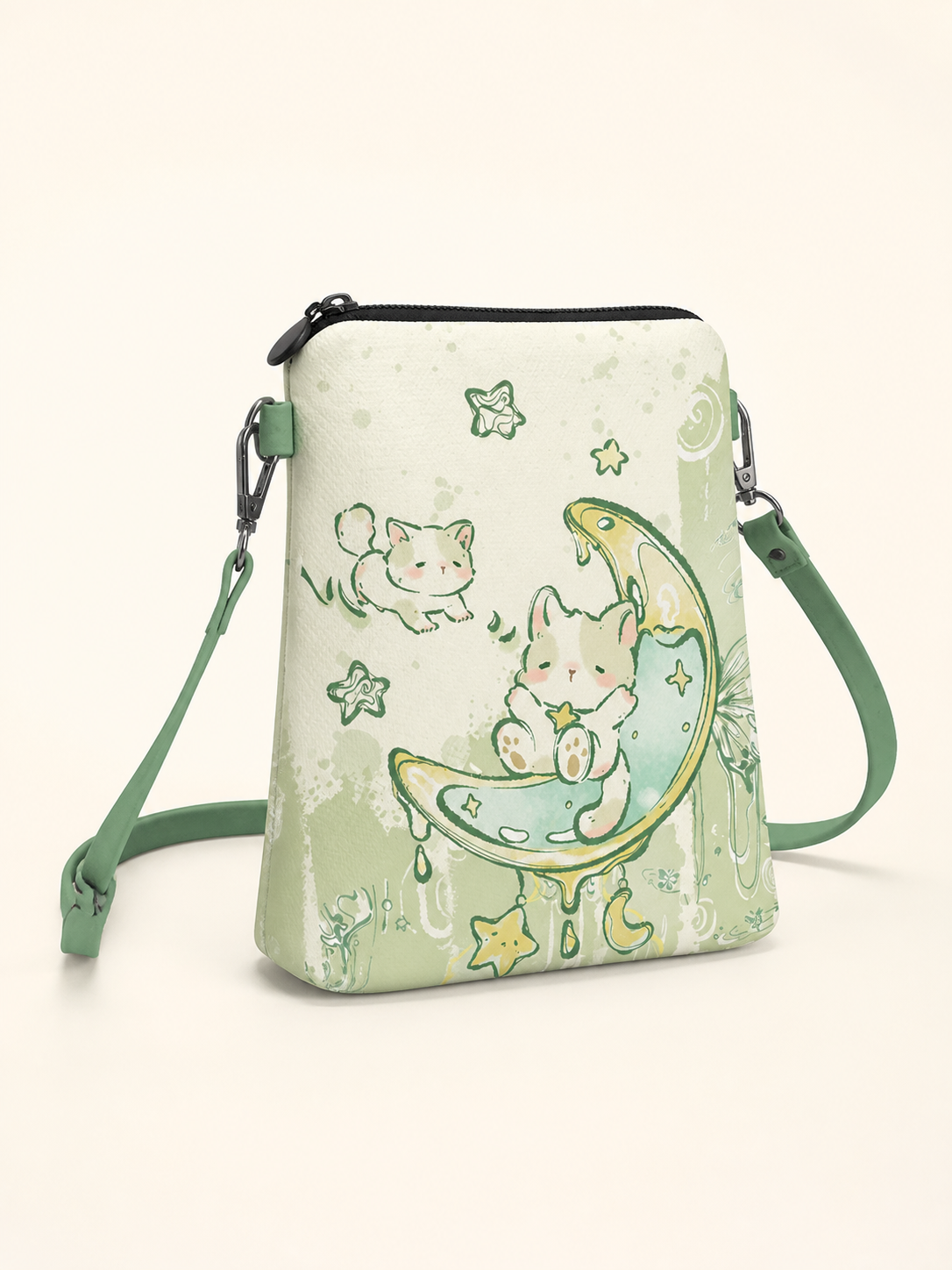 Lucky Cat Canvas Phone Bag — back view