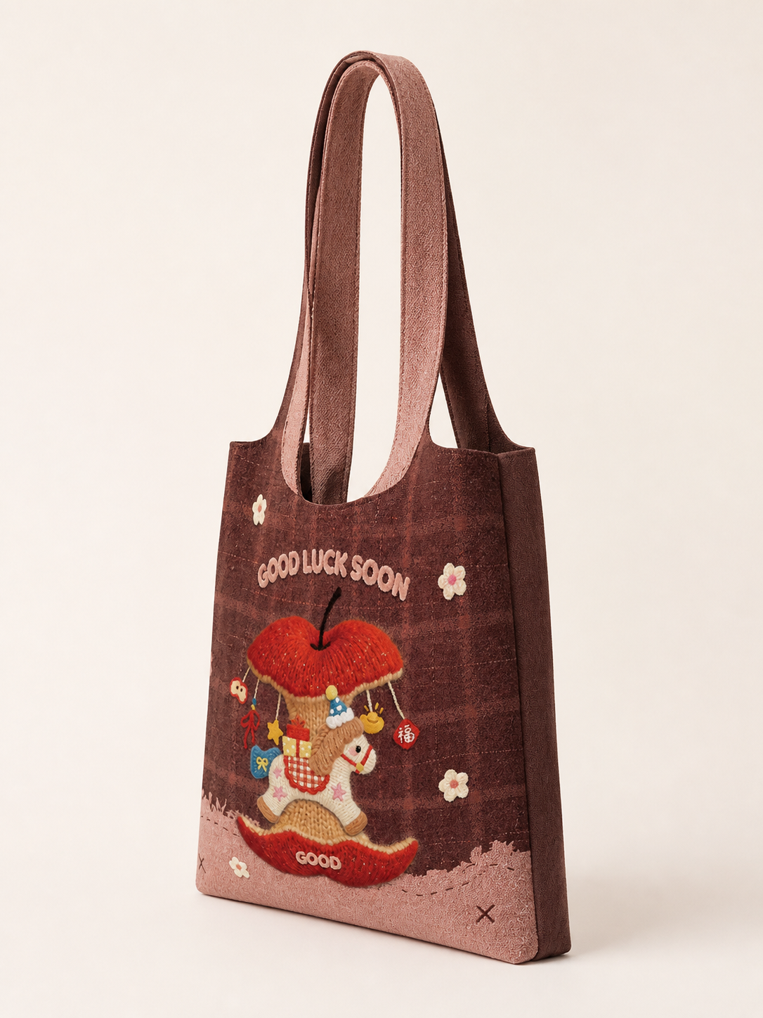 Lucky Horse Canvas Shoulder Bag — back view