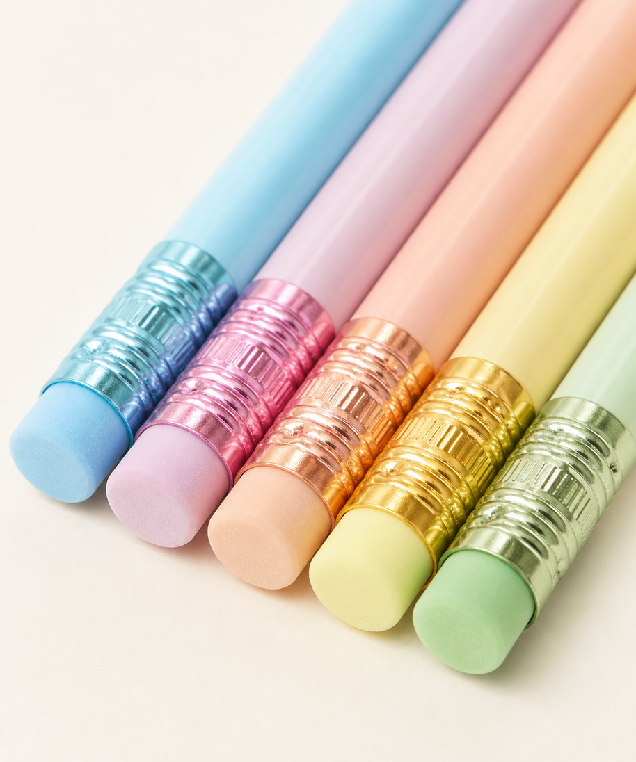 Macaron Triangular Pencils — eraser detail