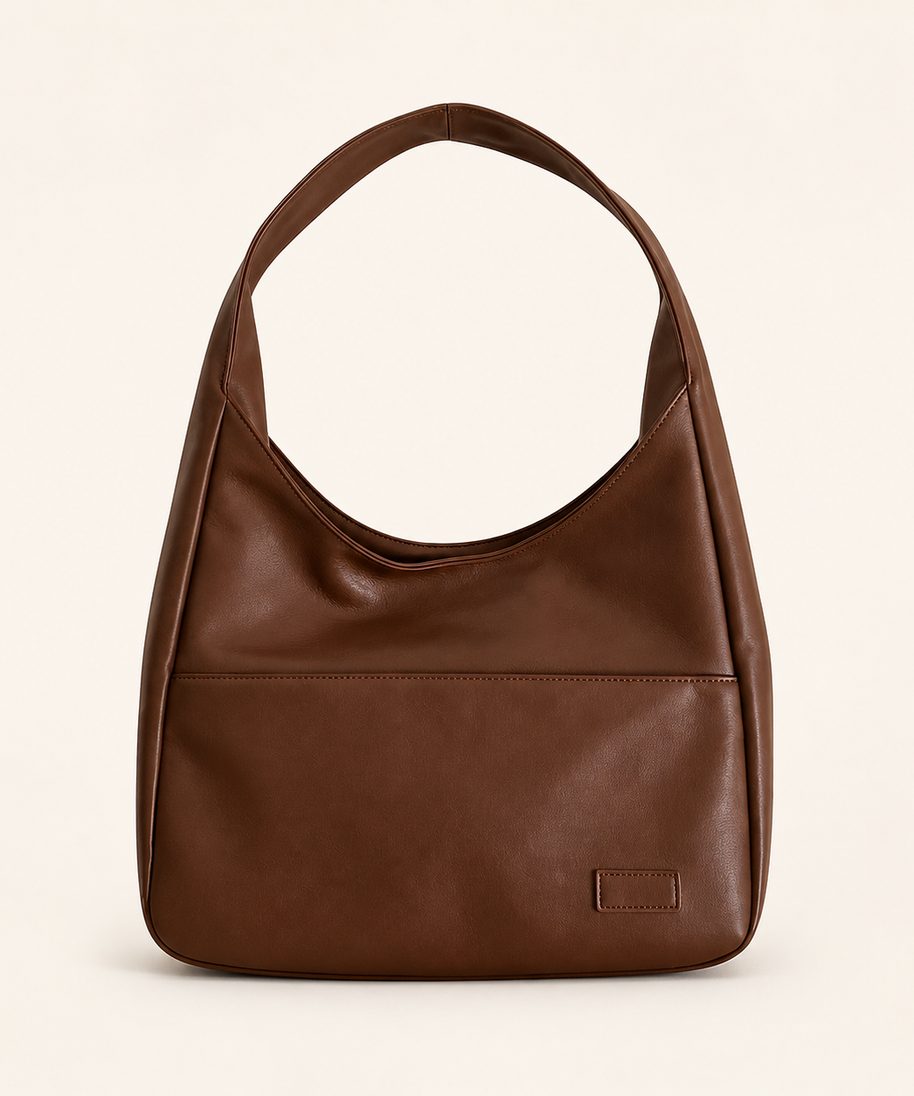 Marlow Oversized Slouchy Hobo Bag front view on warm ivory background