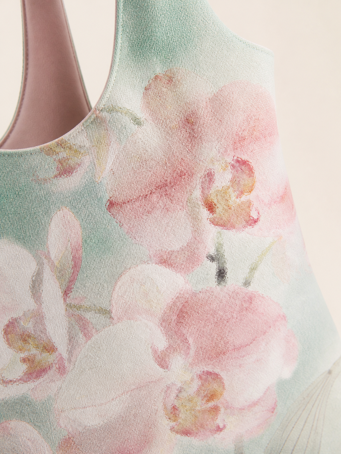 Mist Orchid Canvas Shoulder Bag — orchid print detail
