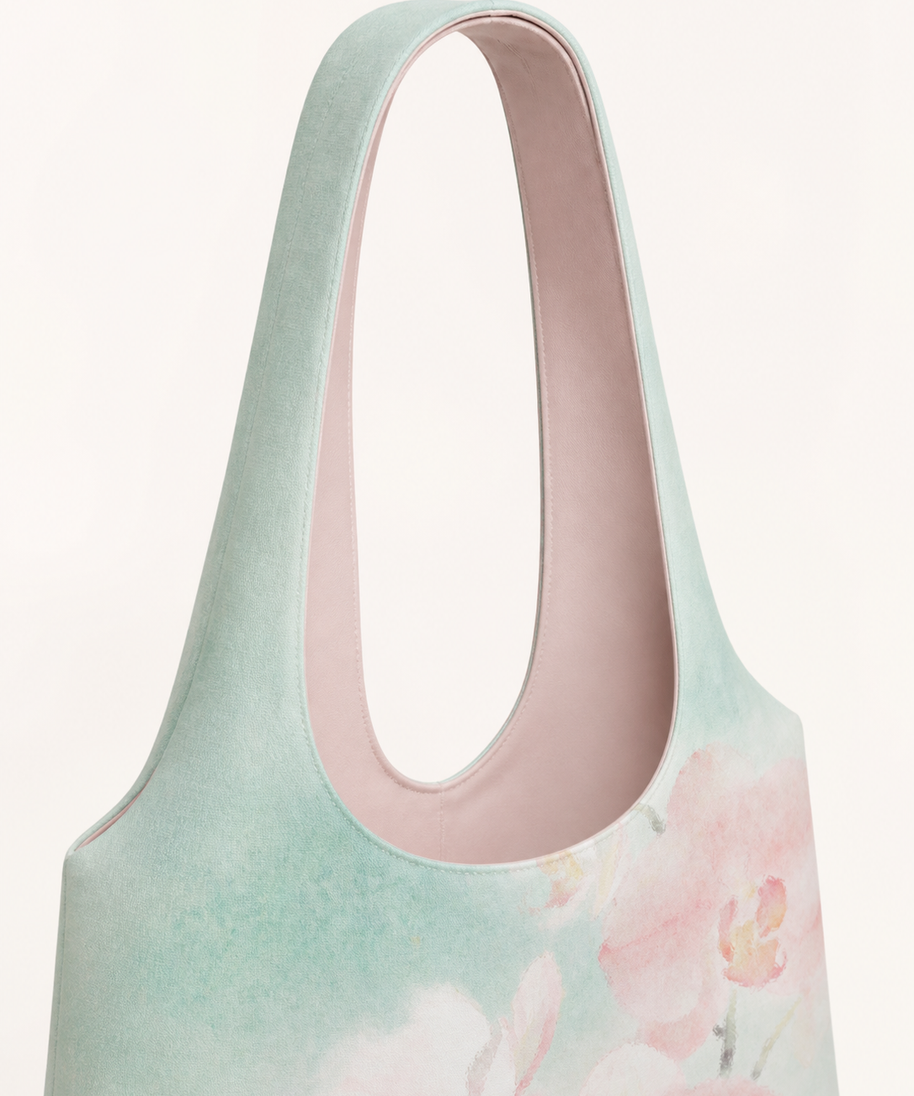 Mist Orchid Canvas Shoulder Bag — handle detail