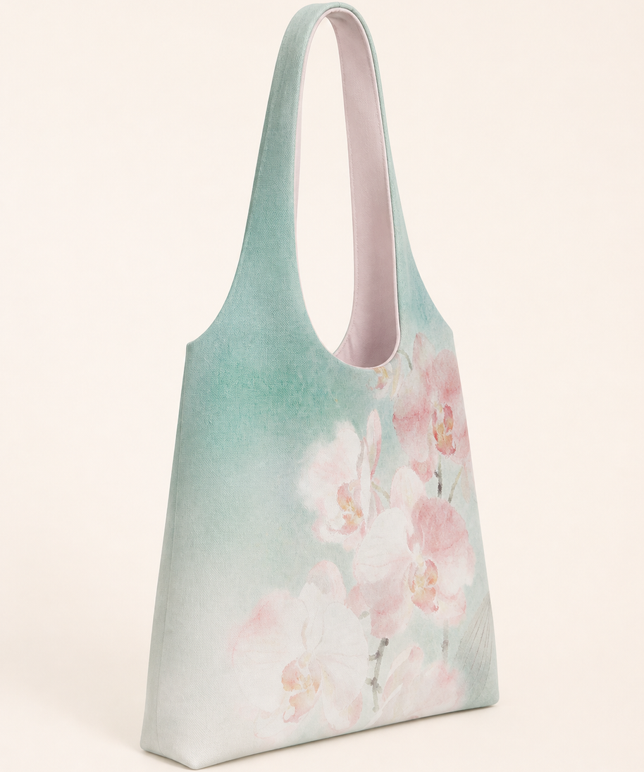 Mist Orchid Canvas Shoulder Bag — side detail