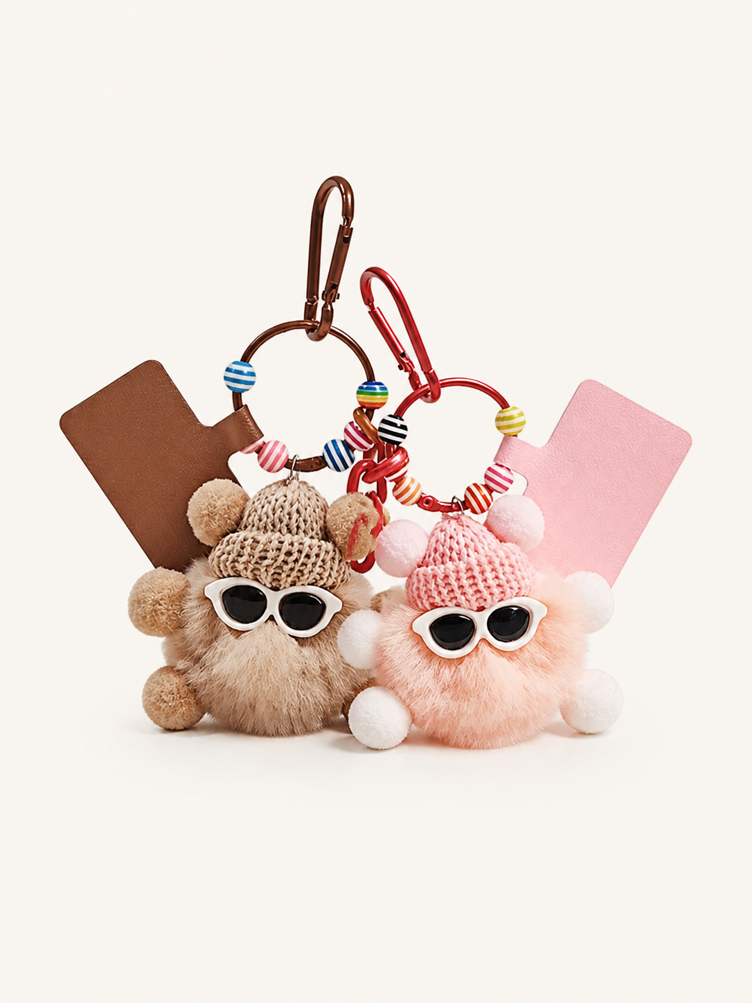 Pom-Pom Beanie Bag Charm — front view