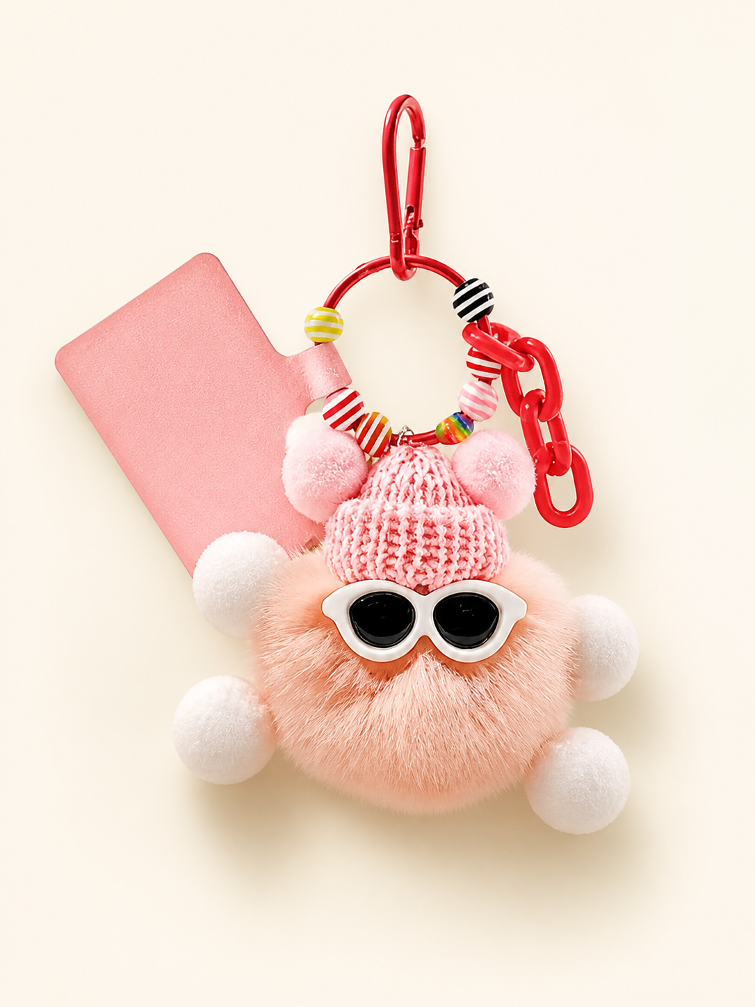 Pom-Pom Beanie Bag Charm — second charm detail