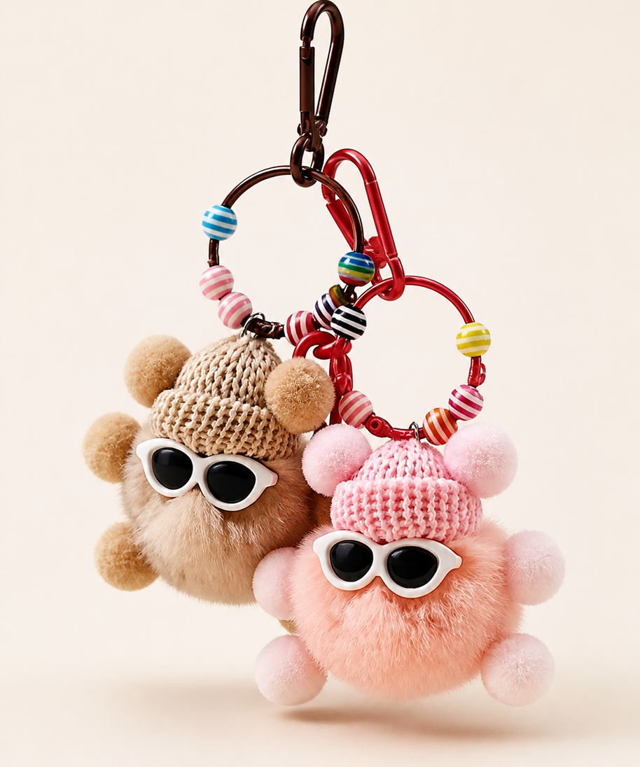 Pom-Pom Beanie Bag Charm — alternate view