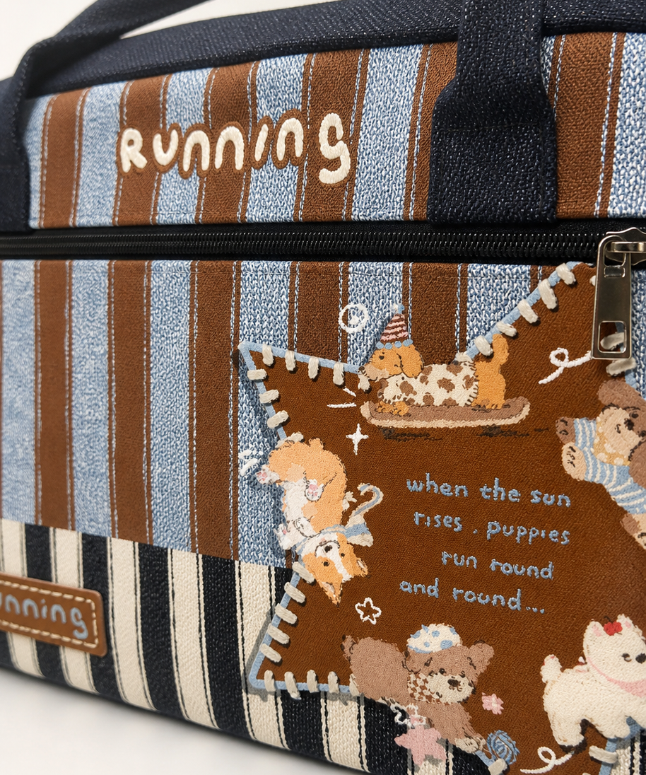 Running Puppy Canvas Travel Bag — artwork detail