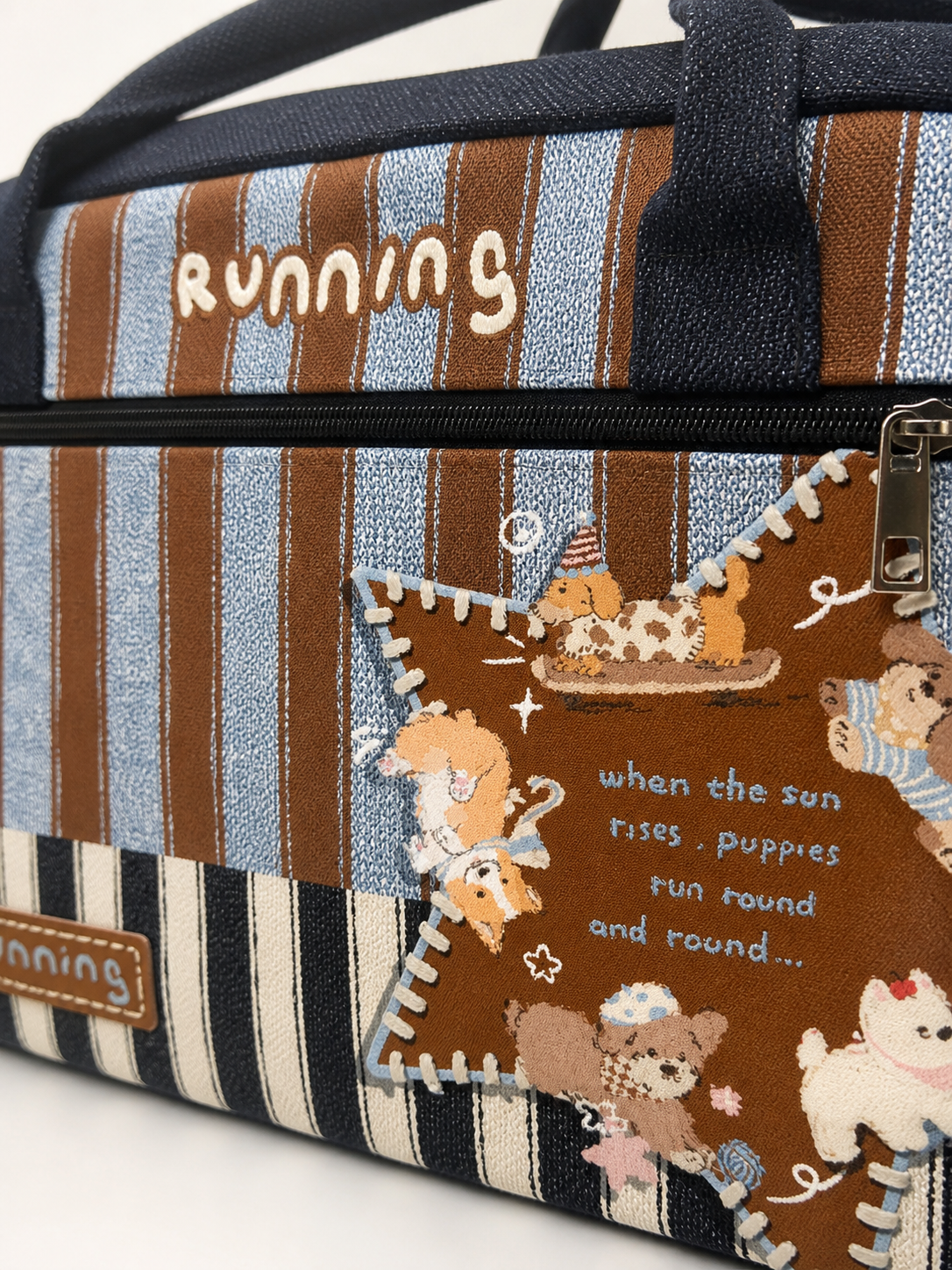 Running Puppy Canvas Travel Bag — artwork detail