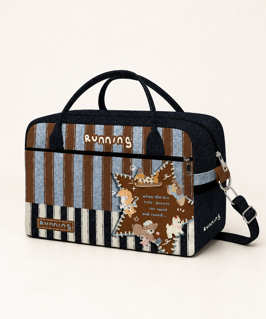 Running Puppy Canvas Travel Bag — back view